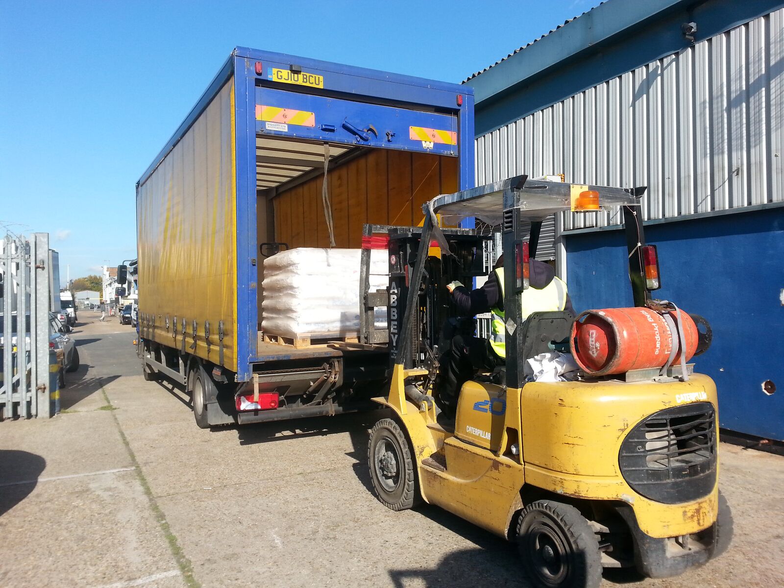 Forklift at warehouse