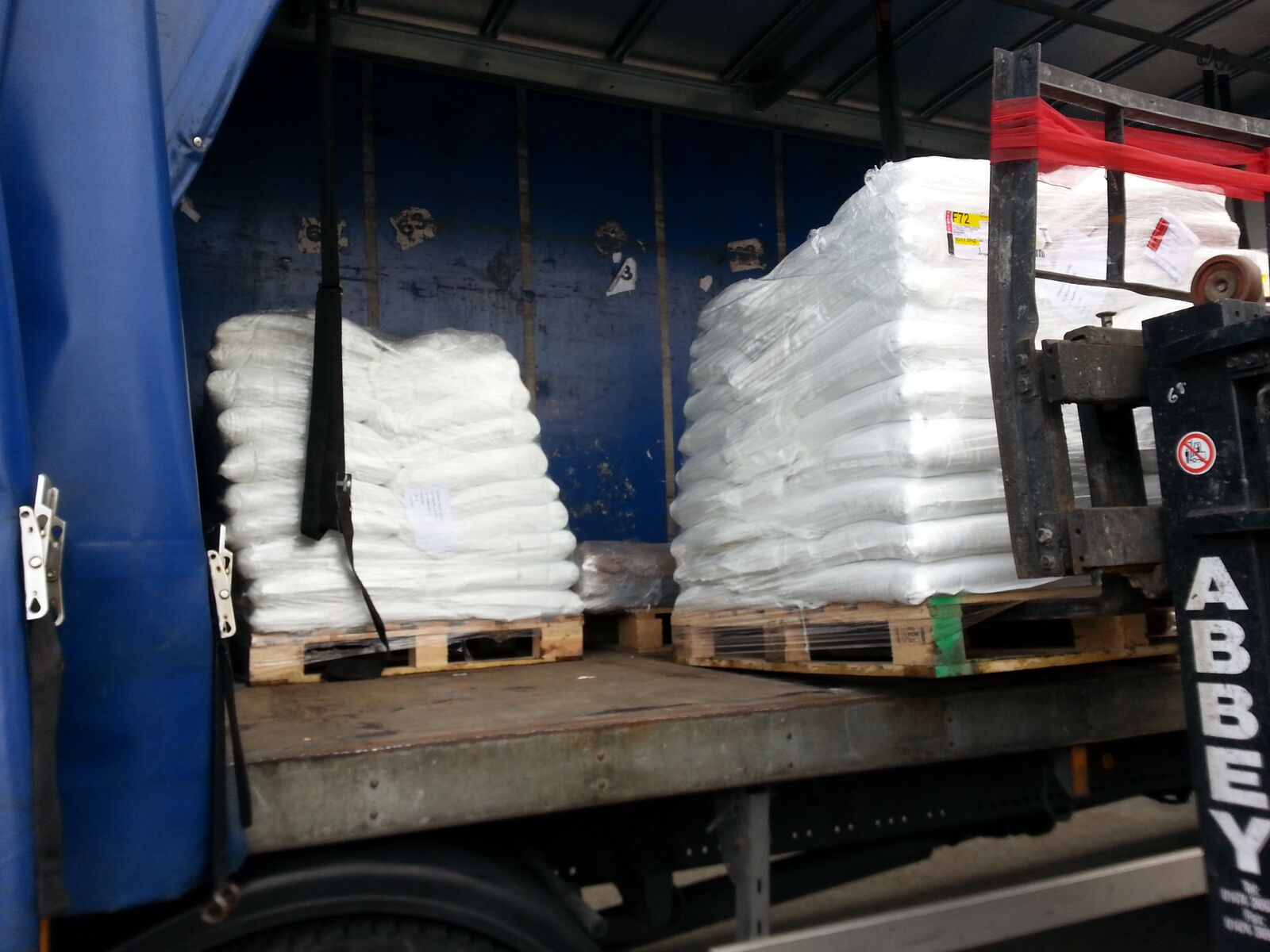 Starch pallets in truck