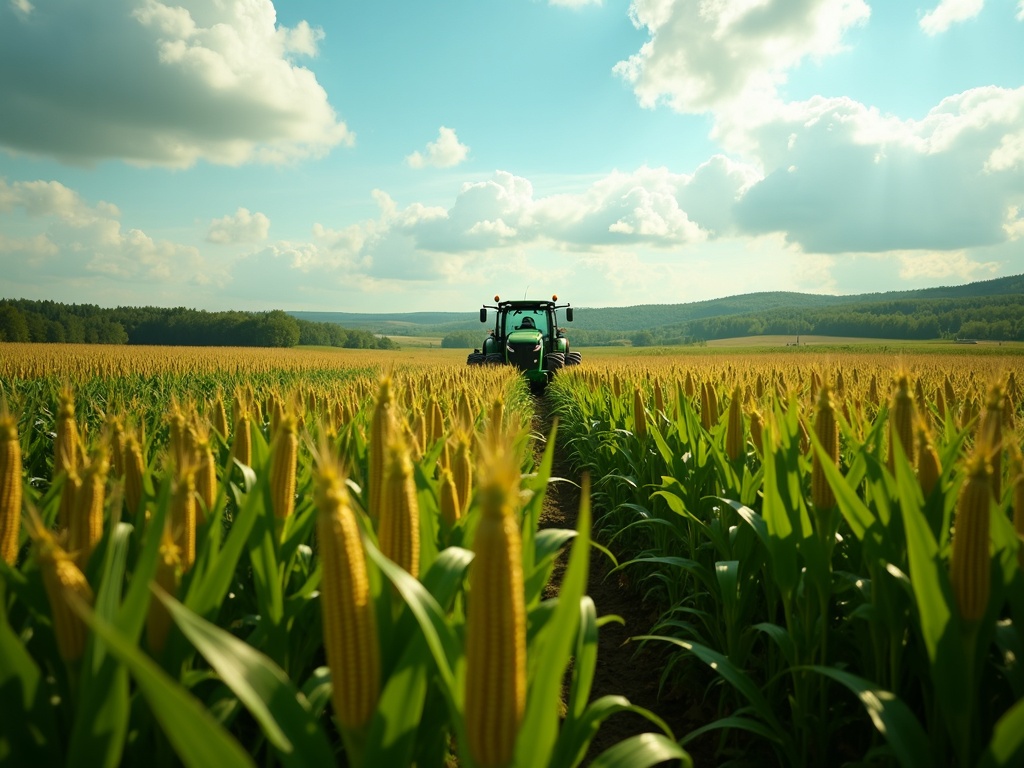 Cornfield with tractor