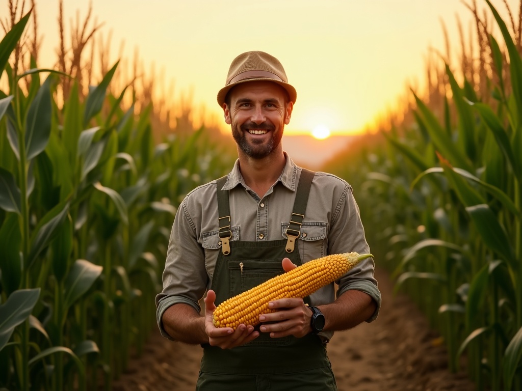 Farmer with corn